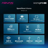 Gambar ADVAN WorkPro LITE Core i3 1220P 8GB 256GB 14" HD Intel UHD Graphics WIN 11 dari Starcomp Solo undefined 3 Tokopedia