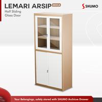 Gambar SHUMO Brown Series Lemari Arsip Besi 2 Pintu Sliding Pintu Kaca  | Filling Cabinet Kantor Sleding Geser - DIRAKIT dari Citra furniture undefined 1 Tokopedia
