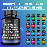 Gambar IMPORT SEA MOSS,BLACK SEED OIL,ASHWAGANDHA & BURDOCK ROOT - THYROID SUPPORT, ANTIOXIDANTS, DIGESTION, SKIN, JOINTS, HAIR & NAILS HEALTH - 120 Capsules dari koputy undefined 2 Tokopedia