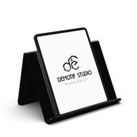 Gambar ALAS TATAKAN PENYANGGA TEMPAT DUDUKAN SANDARAN SERBAGUNA MULTIFUNGSI KOMPATIBEL KUAT MEJA AKRILIK BENING TRANSPARAN TABLET HP IPAD TAB STAND STANDING HOLDING HOLDER UNIVERSAL MULTIFUNCTION PORTABLE TABLE HITAM SOLID BLACK ACRYLIC KEKINIAN ELEGAN MINIMALIS dari Demotif Studio undefined 4 Tokopedia