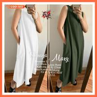 Gambar Inner Dress Tanpa Lengan Rimaya Maxi Premium Linen Rami Polos Jumbo - Army, All Size dari Edelweishop undefined 1 Tokopedia