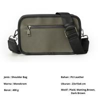 Gambar Tas Selempang Pria Wanita Kasual PU Leather Sling Bag Kulit Unisex Waterproof Import  T 0091 LB - Plaid dari ARR Store Indonesia undefined 2 Tokopedia