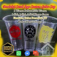 Gambar sablon gelas cup plastik 22oz datar logo custom 1 dus /1000 pcs dari LBTOKO undefined 1 Tokopedia