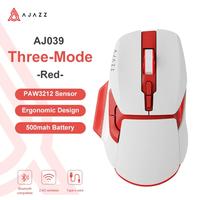 Ajazz AJ039 / AJ-039 Triple Mode Wireless Gaming Mouse 2.4GHz Bluetooth - White, Wired Only - foto 2