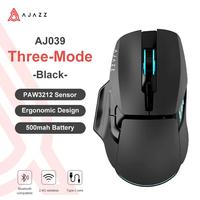 Ajazz AJ039 / AJ-039 Triple Mode Wireless Gaming Mouse 2.4GHz Bluetooth - White, Wired Only - foto 3