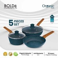 Gambar Bolde cookware set organic 5pcs wajan penggorengan/panci susu (sauce pan 18cm+glass lid,wok pan 24cm+glass lid,fry pan 22cm) - green dari BR olshop.id undefined 4 Tokopedia