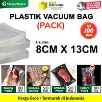 Gambar (PACK) VACUUM BAG 8x13cm Plastik Vakum POLOS EMBOSS Vacum Sealer Makanan DELKOCHOICE - Polos, 8x13cm dari dkm packing undefined 1 Tokopedia