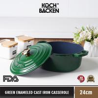 Gambar KOCH&BACKEN Enamel Cast Iron Casserole 24cm - Wajan Panci Besi Cor Anti Lengket - Green dari Koch&Backen undefined 4 Tokopedia