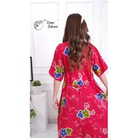 Gambar Daster Batik Daun Sakura Leher Remple Tali Pinggang Motif Bunga Rayon Premium Allsize - Merah, All Size dari Jajanbatik undefined 4 Tokopedia