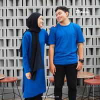 Gambar Kaos Emilie Couple Polos Premium By Treez - Ocean Blue dari Treez Indonesia undefined 3 Tokopedia