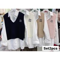 Gambar READY KEMEJA SET VEST 2in1  MIU MIU IMPORT BKK TERBARU - bw dari brammycollection undefined 1 Tokopedia