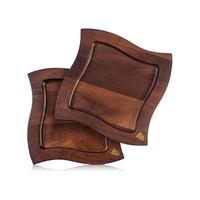 Gambar Aurum Wave Wood_Plates Set 2 9 Inci Artisan Made Black Walnut Wood_Serving Plate Makanan Ringan Makanan Penutup Piring Persegi Unik Dengan Logo Emas Aman Dan Tahan Lama Desain Rumah Pertanian Elegan dari intimarkett undefined 1 Tokopedia
