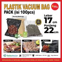 Gambar (PACK) Vacuum Bag 17x22cm Plastik Vakum Polos Emboss Vacum Sealer Makanan Delkochoice - Emboss Bening, 17x22cm dari kilat packing undefined 1 Tokopedia