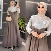 Gambar ANFREA - Navara gamis motif terbaru kekinian abaya dresd lebaran 2025 mewah elegan baju wanita dewasa - Mocca, M dari ANFREA COLLECTIONS undefined 2 Tokopedia