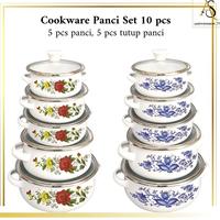 Gambar PRODUK unggulan Panci Set Enamel Kembang Susun 10pcs & 6pcs / Panci Susun 3 Enamel Tutup Kaca / Panci Reona - 5SetTutupEnamel dari sribunda rejeki undefined 1 Tokopedia