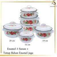 Gambar PRODUK unggulan Panci Set Enamel Kembang Susun 10pcs & 6pcs / Panci Susun 3 Enamel Tutup Kaca / Panci Reona - 5SetTutupEnamel dari sribunda rejeki undefined 2 Tokopedia
