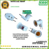 Gambar V225 RUMAH LAMPU COLOK LISTRIK SAKLAR ON OF OFF FITTING E27 SWITCH FITING LAMPU TIDUR BOHLAM LED LISTRIK UNIVERSAL SETRUM COLOKAN SOCKET SOKET  Fitting lampu colok terdiri dari bagian yang dapat dimasukan ke dalam soket listrik dan tempat untuk memasa dari agengrosir12 undefined 3 Tokopedia