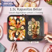 Gambar [Jojoba] 【Hot Deals】 Simplus Panci & Pemanggang Elektrik Multifungsi Wajan 2 Dalam 1 Bbq Grill & Hotpot Low Watt Alat Penggorengan Serbaguna Alat Rumah Tangga Dapur Bergaransi 1 Tahun - Pink dari Jojoba Houseware undefined 3 Tokopedia