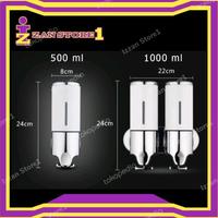 Gambar dispenser wadah tempat sabun cair tempel dinding 2 tabung double soap gratis ongkir - silver dari Rumah collection2 undefined 5 Tokopedia