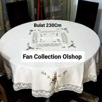 Gambar Taplak Meja Makan Renda Pita Impor Bulat 230cm Rajut Sulam Pita Kain Impor 10-12 Kursi dari Fan Collection Olshop undefined 1 Tokopedia