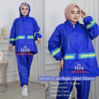 Gambar Jas Hujan Elephant Brand Reflekta Setelan Jaket Celana Mantel Mantol Ujan Raincoat PVC Merk Gajah - Biru Muda dari Human Needs 88 undefined 1 Tokopedia