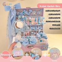 Gambar Aksesoris rambut anak mengatur kotak hadiah kotak hadiah ulang tahun anak perempuan jepit rambut jepit rambut pita kulit hiasan kepala putri kecil kotak perhiasan lucu terlaris - Biru Muda dari Garvi Officialstore undefined 4 Tokopedia