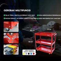 Gambar Rak Troli Perkakas Bengkel / Wadah Kotak Peralatan Kabinet 3 Susun Alas Tiga Lapis Multifungsi Bahan Plat Baja Tebal dengan 4 Roda - Merah XL dari Migunani Project20 undefined 5 Tokopedia