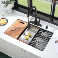 Gambar Steel Nano Sink Single Bowl Ledge Workstation Basin Black Undermount Workstation Smart Kitchen Sink dari DayForest undefined 1 Tokopedia