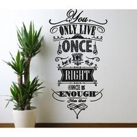 Gambar Wall Sticker Quotes You Only Live Once Stiker Dekorasi Dinding Rumah dari Funy fun undefined 1 Tokopedia