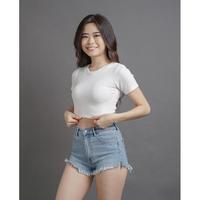 Gambar MODAVIE - CLAY Crop Top Korea Knit Crop Tee Korean Style Kaos Wanita Melar Rib Baju Atasan Basic - BLACK, XL dari Safari_damaidah undefined 2 Tokopedia