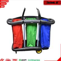 Gambar Tempat Sampah Krisbow Troli Kebersihan 3 Kompartemen Multipurpose Cleaning Cart WIth 3 Compart Alat Kebersihan Rumah Tangga dari Technic ID undefined 2 Tokopedia