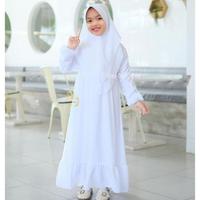 Gambar Terlaris Gamis Putih Anak Perempuan Set Hijab / Baju Muslim Anak Perempuan / Gamis Anak 7-15 Tahun Hapy shoping - Putih, L dari kupukupust0re undefined 4 Tokopedia