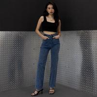 Gambar Hip&Tell | Highwaist Straight Jeans | 90's Jeans | Denim - Black, L dari Sen_Shoop undefined 2 Tokopedia