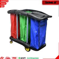 Gambar Tempat Sampah Krisbow Troli Kebersihan 3 Kompartemen Multipurpose Cleaning Cart WIth 3 Compart Alat Kebersihan Rumah Tangga dari Technic ID undefined 1 Tokopedia