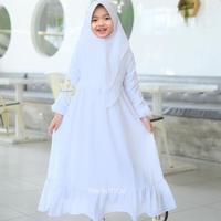 Gambar Terlaris Gamis Putih Anak Perempuan Set Hijab / Baju Muslim Anak Perempuan / Gamis Anak 7-15 Tahun Hapy shoping - Putih, L dari kupukupust0re undefined 5 Tokopedia
