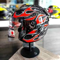 Gambar helm kyt galaxy flat R new 2025 flame - black red, M dari rubyh undefined 3 Tokopedia
