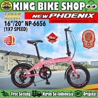 Gambar Sepeda Lipat PHOENIX NP 6656 Ukuran 16 20 Inch Anak Dewasa Boncengan 7 Speed Rem Cakram - Pink, 16 dari King Bike Shop undefined 2 Tokopedia
