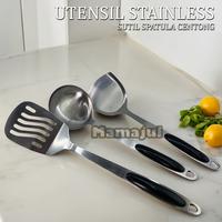 Gambar Sutil Susuk Spatula Tebal Stainless Fry Skimmer Panjang 33cm - Centong Sup dari Mamajul Kitchenwares undefined 4 Tokopedia