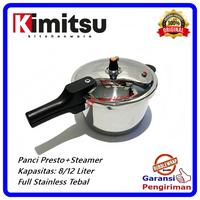 Gambar Panci Presto 12 Liter 8Liter 4 Ltr Full Stainless Dengan Kukusan Steamer Panci Pelembut Daging Kimitsu ( Harga 1Pcs ) - 4 Liter dari DY Houseware undefined 5 Tokopedia