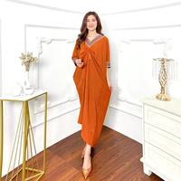 Gambar Dress Kaftan Humaira Crinkle Jumbo / Baju Kaftan Renda Wanita Lebaran - Dusty,  XL dari kamboja' undefined 4 Tokopedia