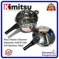 Gambar Panci Presto 12 Liter 8Liter 4 Ltr Full Stainless Dengan Kukusan Steamer Panci Pelembut Daging Kimitsu ( Harga 1Pcs ) - 4 Liter dari DY Houseware undefined 3 Tokopedia