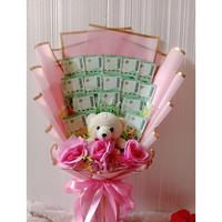 Gambar bucket uang asli hadiah wisuda wedding ultah dll, harga udah termasuk uang + bunga atau snak dari B Kamala undefined 2 Tokopedia