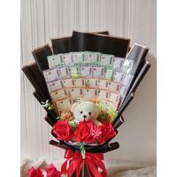 Gambar bucket uang asli hadiah wisuda wedding ultah dll, harga udah termasuk uang + bunga atau snak dari B Kamala undefined 3 Tokopedia