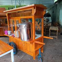 Gambar gerobak bubur ayam komplit full kaca dan satu set meja kursi - 130x80x180 dari gerobak angkringan riyan undefined 4 Tokopedia