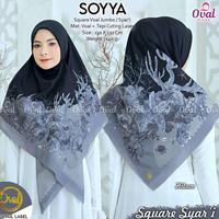 Gambar ORIGINAL New Arrivals Jilbab Kerudung Khimar Hijab Square Segi Empat Segi Tiga Syar'i Jumbo Katun Voal Motif Bunga Polos Warna Putih Broken White Hitam Marun Navy Soft 130×130 128×128 cm Ujung Cutting Laser Premium Terbaru 2023 2024 - Sonya Hitam dari griya-busana undefined 3 Tokopedia
