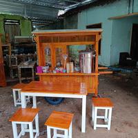 Gambar gerobak bubur ayam komplit full kaca dan satu set meja kursi - 130x80x180 dari gerobak angkringan riyan undefined 2 Tokopedia