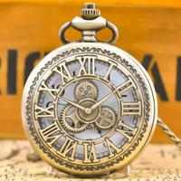 Gambar Jam Saku Genggam Vintage Klasik Angka Romawi Bronze Steampunk Copper Gear Quartz Pocket Watch Necklace Pendant Clock Chain dari 88gb undefined 1 Tokopedia