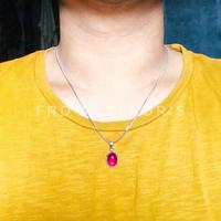 Gambar Kalung Liontin Batu Merah Delima Bulat Pria Wanita - Sedang, 60 cm dari FRD Aksesoris undefined 4 Tokopedia