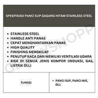 Gambar Panci Sup / Soup Pot Stainless Steel Tutup Kaca Gagang Hitam - YY-S22 dari Geboyshopp_NEW undefined 4 Tokopedia
