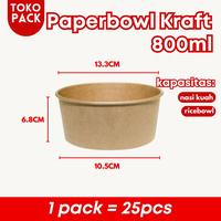 Gambar (GROSIR) PAPER BOWL KRAFT DENGAN TUTUP 360ML 500ML 650ML 800ML - 360ML, Paperbowl saja dari TokoplastOfficial undefined 5 Tokopedia